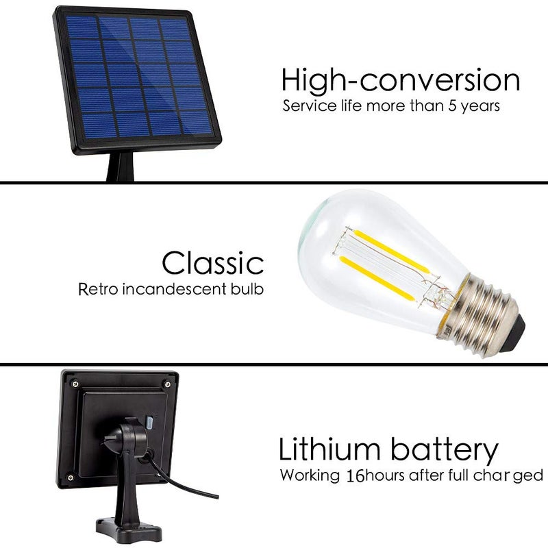 Ousam Led أضواء شمسية LED أوصام خارجية من الغسق حتى الفجر مع كابل تمديد بطول 9.8 قدم مصباح معلق يعمل بالطاقة الشمسية مقاوم للماء للاستخدام الداخلي، حظيرة الدجاج، الشرفة، الجازبو (أبيض دافئ) - Image 4